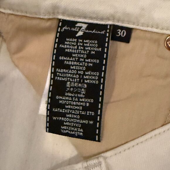 7 For All Mankind Jeans Womens High Waist Slim Kick Denim Ivory Size 30 New - Picture 7 of 9